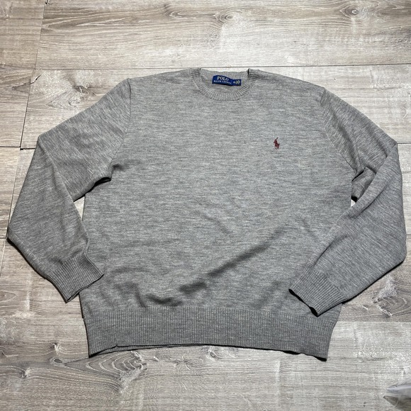 Polo Ralph Lauren Sweater Mens Extra Large Gray Wool Cashmere Blend Crewneck - Picture 1 of 8